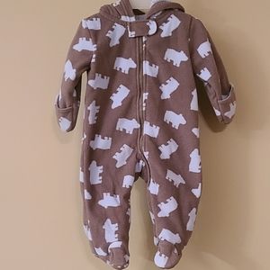 Carter's grey and blue warm bunting suit with bear print
